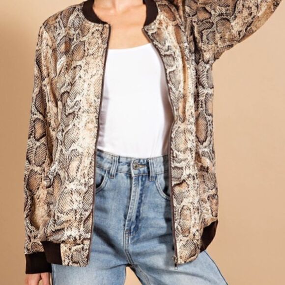 Python Print Bomber Jacket  - Picture 3 of 5
